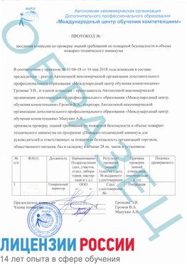 Образец протокола пожарно-техническому минимума Соликамск Обучение пожарно техническому минимуму